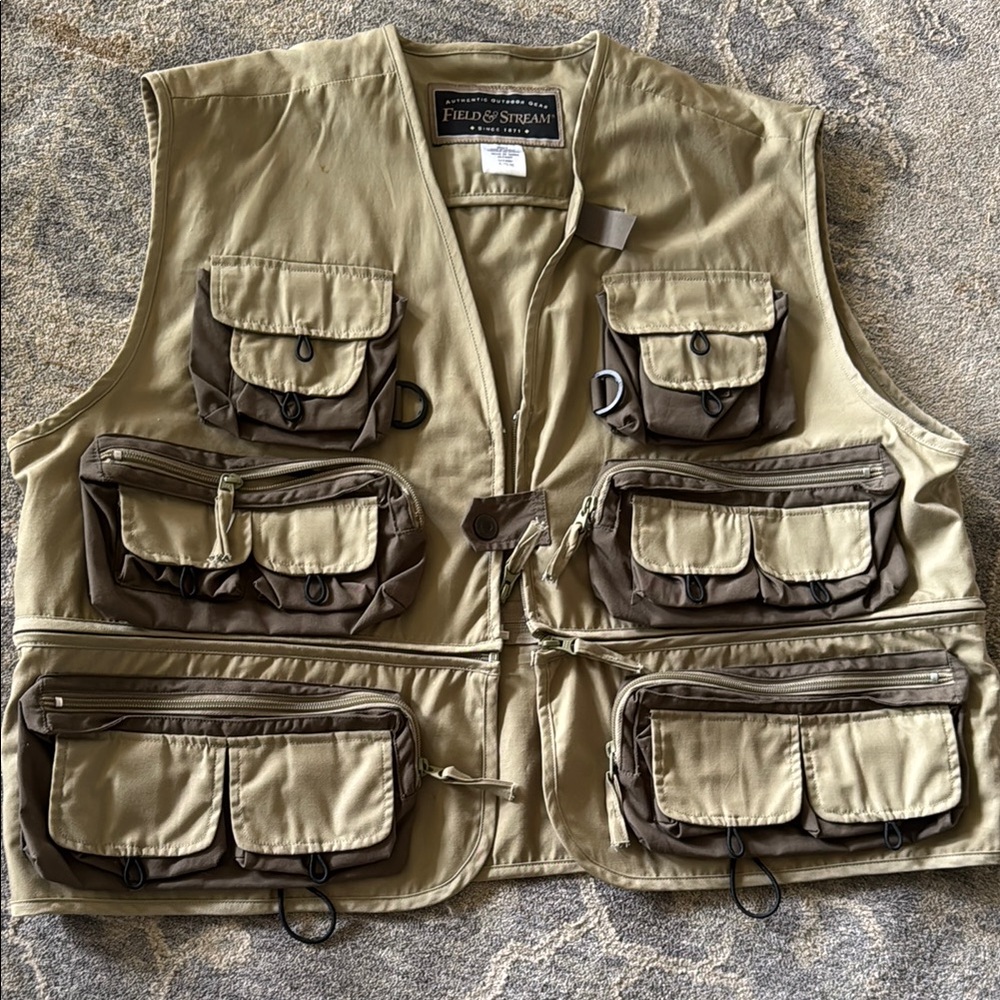 Field & Stream Olive and Dark Brown Fishing Vest